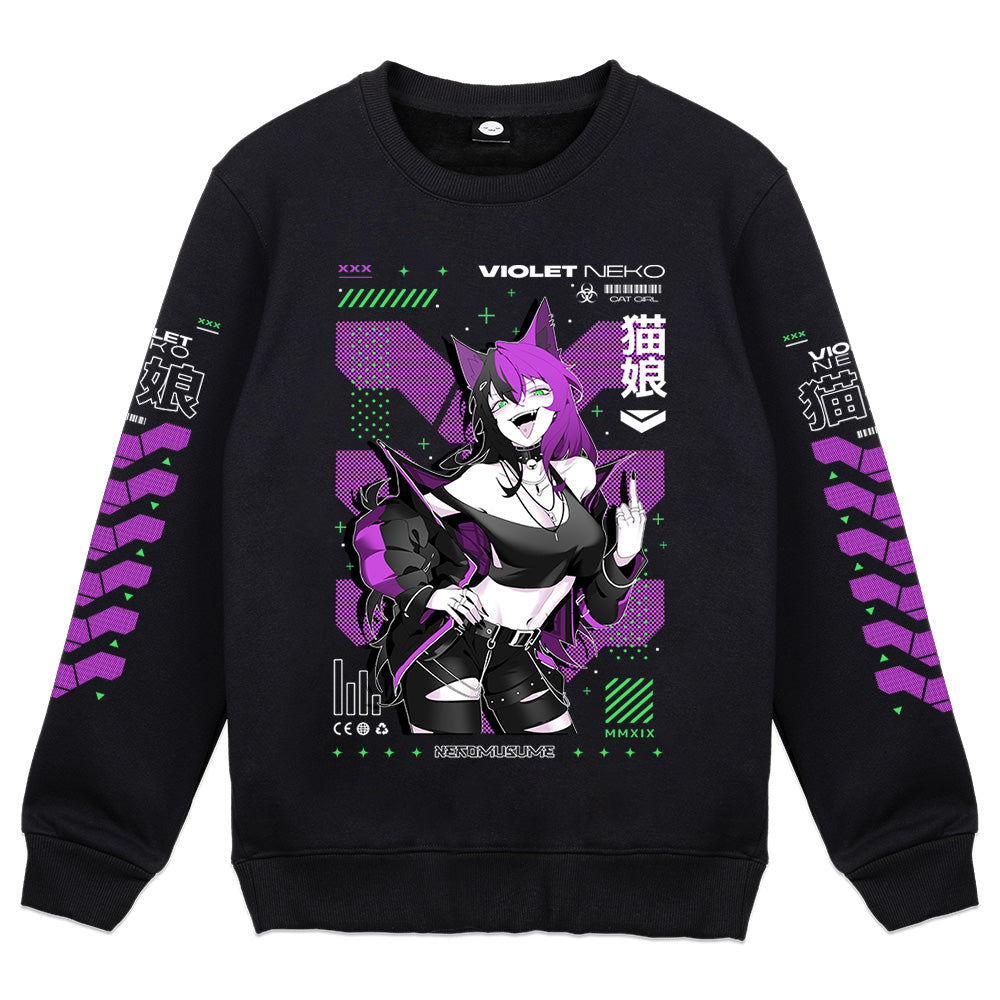 TheVioletNeko Degen Cat Girl Crewneck