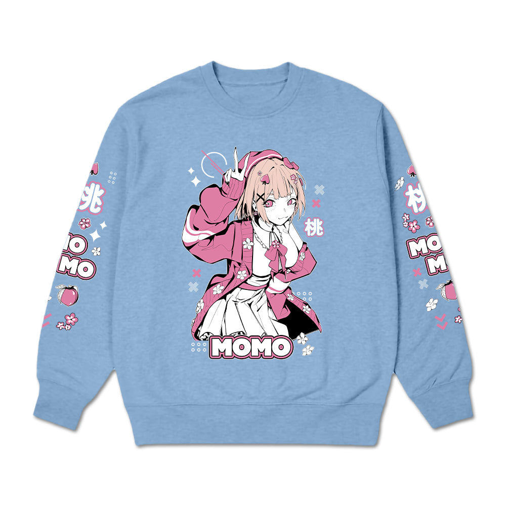 ProjektMomo Peach Sakura Crewneck (Light Blue)