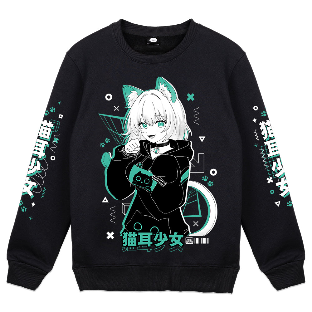lovelymontana "Retro Catgirl" Crewneck