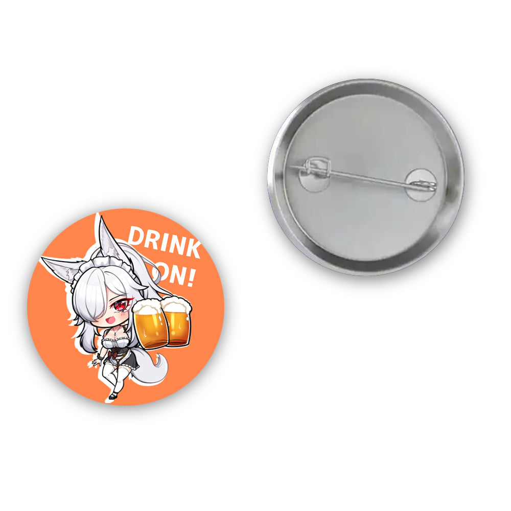 Discordia Chibi Drinks On Button Pin