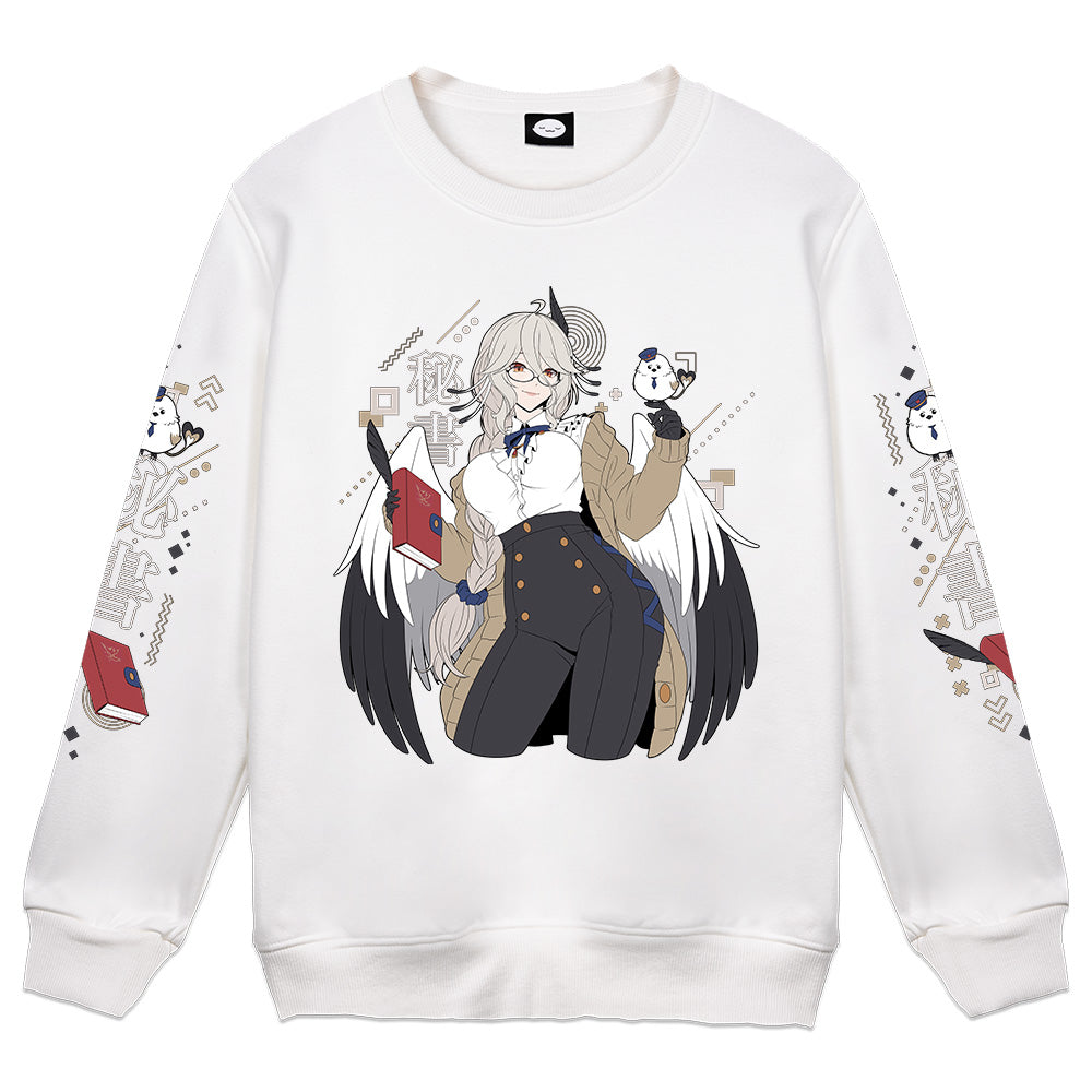 KiraHishotori Bird Secretary White Crewneck