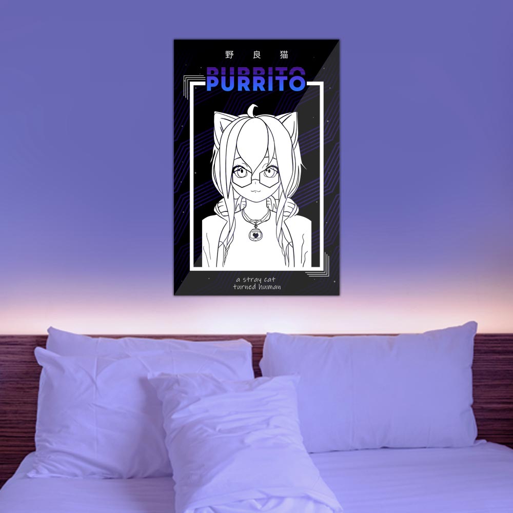 A Stray Cat Anime Wall Art (Breakfast Purrito)