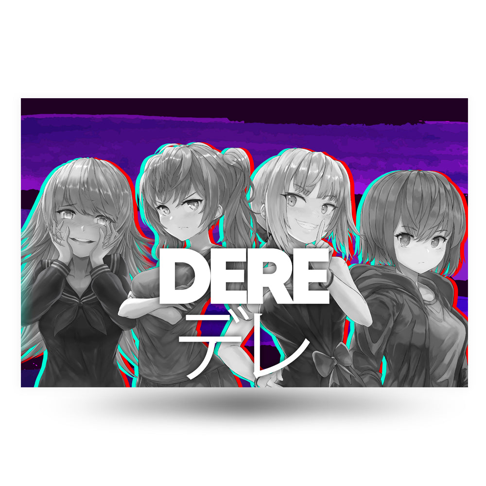 DERE Grayscale Theme Anime Poster