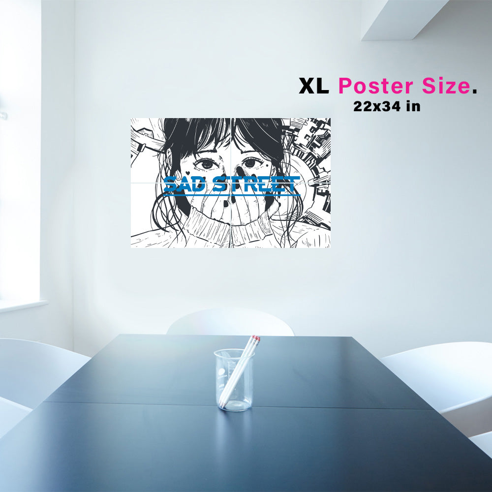 Sad Street White Edition Anime Poster