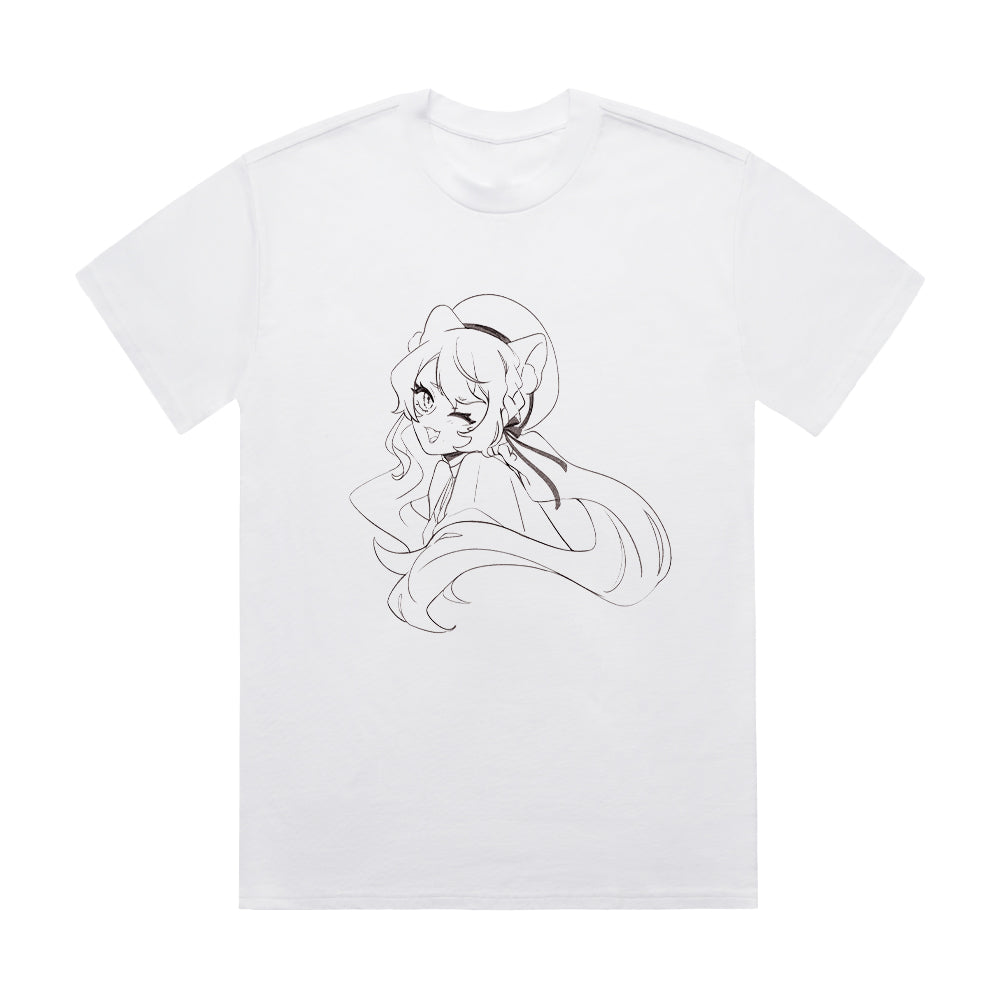 Lady_muun Winking T-Shirt(White)