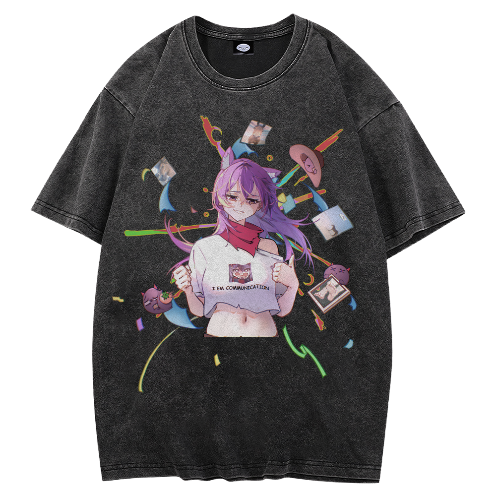 I Em Communication Acid Wash T-Shirt