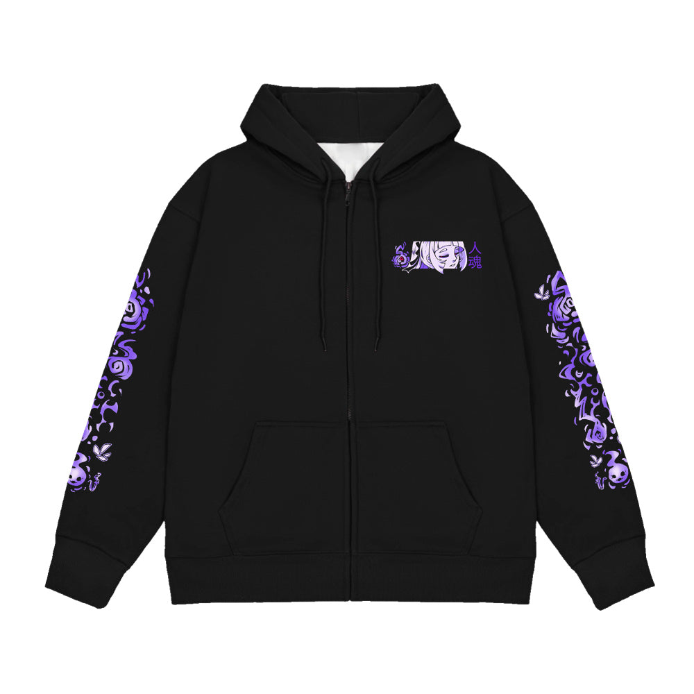 WispyLavande Burning Wick Zip Up Hoodie