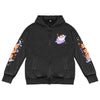 Maple_Chicken Acid Wash Zip-Up Black Hoodie