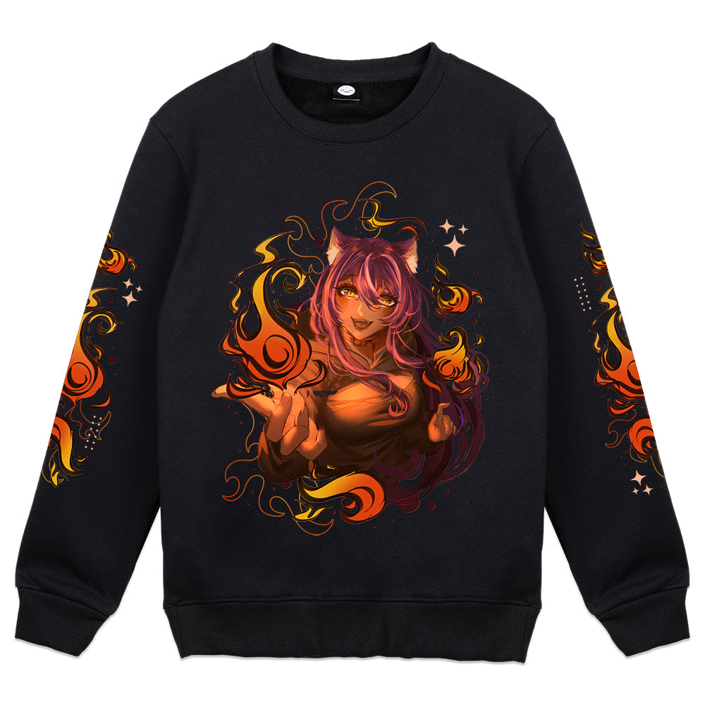 ChibiOkamiVT Flames Crewneck