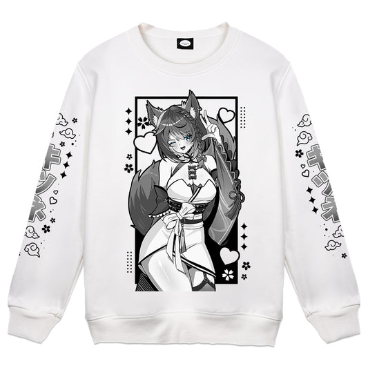 SarahAces "Mikon" White Crewneck