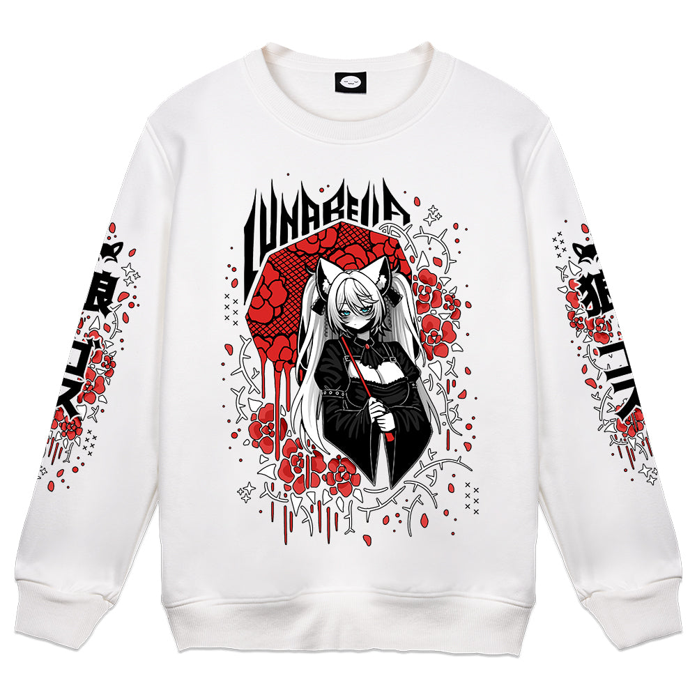 Luna Bella "Bleeding Roses" Crewneck - White