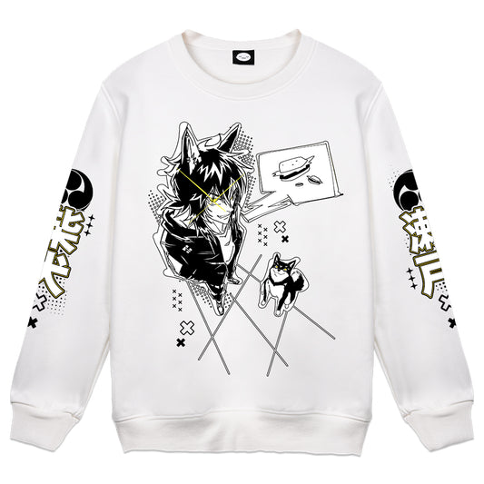 ShibaSeto "Burger" White Crewneck