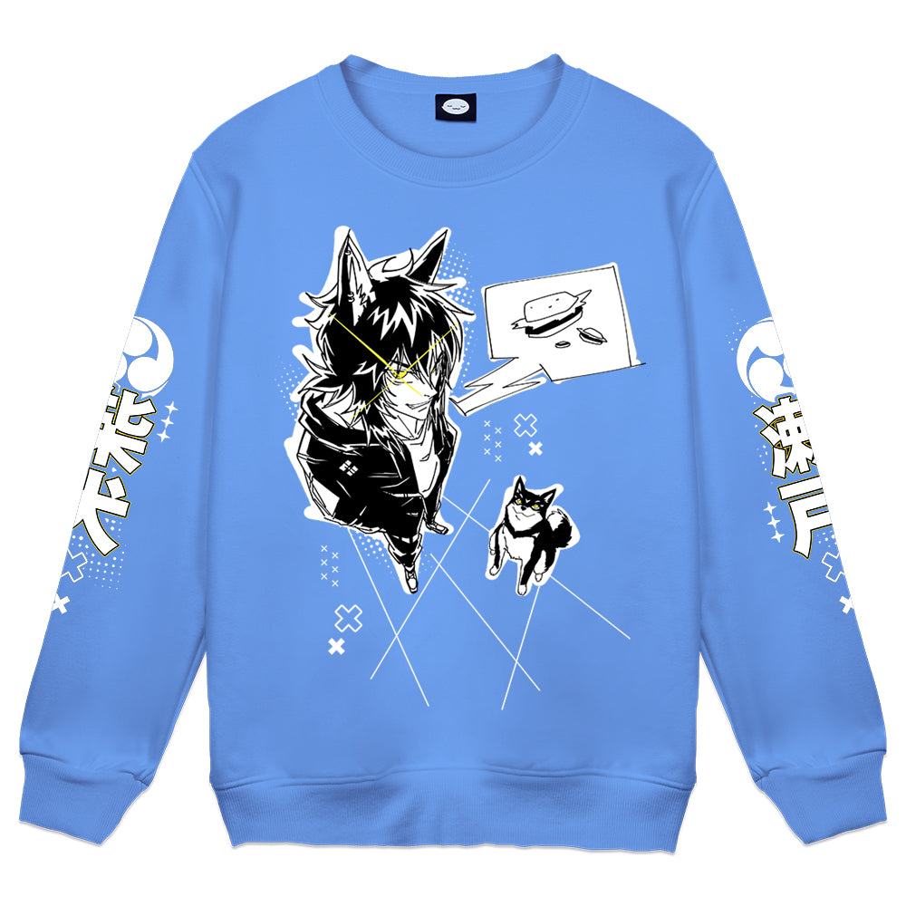ShibaSeto "Burger" Blue Crewneck