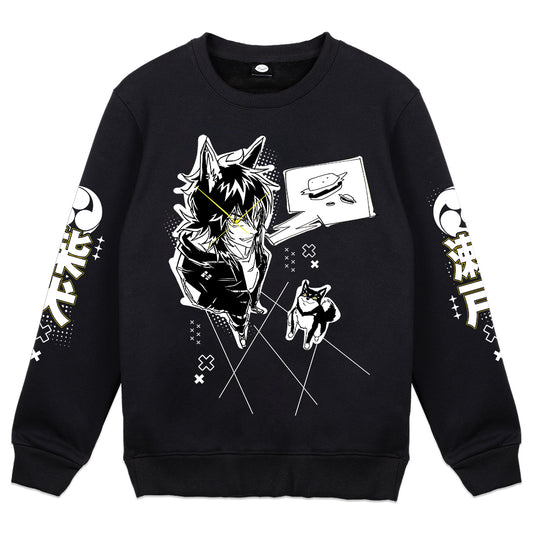 ShibaSeto "Burger" Black Crewneck