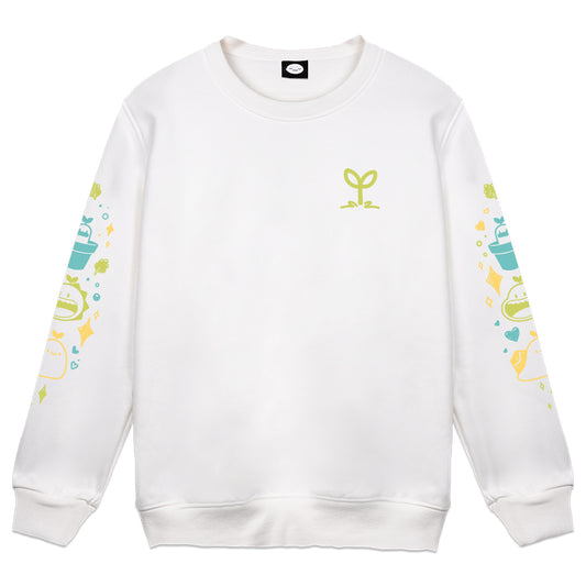 CookieTeaa 'Sprout' White Crewneck