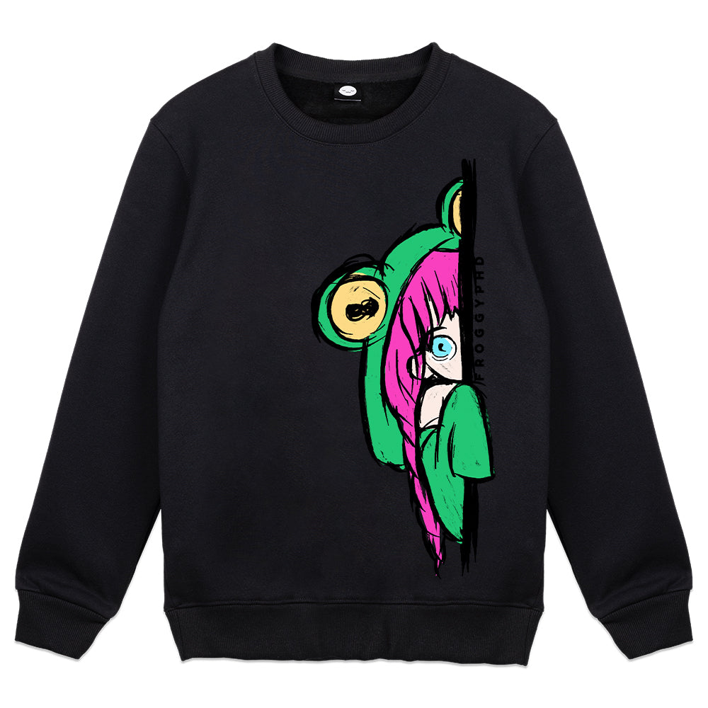 FroggyPhD "Hidden" Black Crewneck