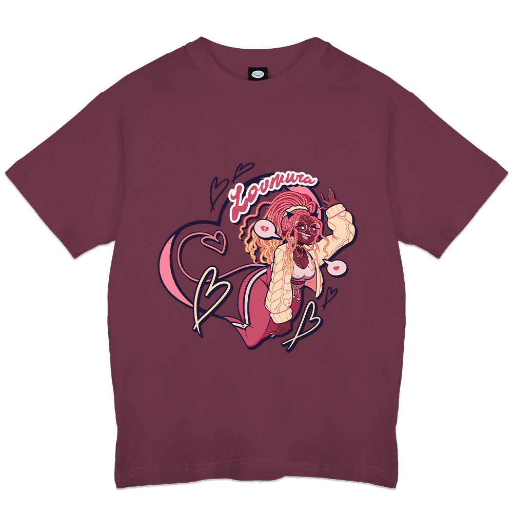 LOVMURA Lov and Heartbreak Dark Pink T-Shirt