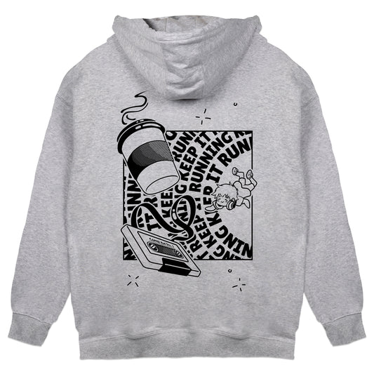 Itscoffeerun Keep It Running Heather Grey Hoodie