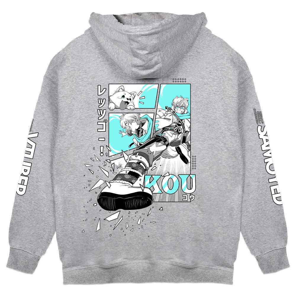 Koummand "Let's Go, Kou!" Gray Hoodie