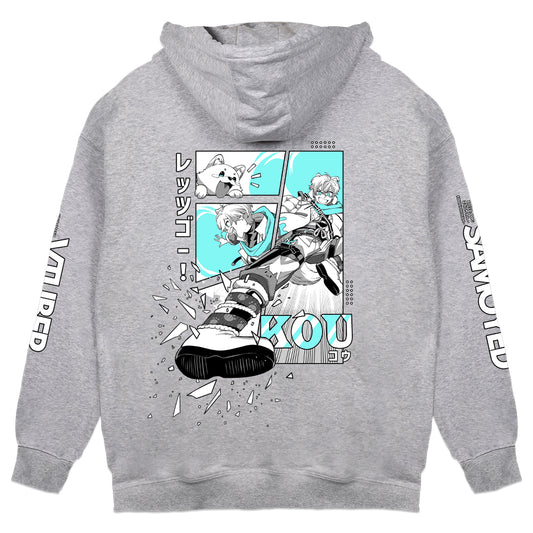 Koummand "Let's Go, Kou!" Gray Hoodie