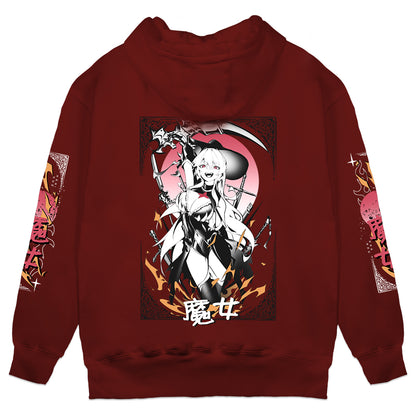 Mizuz Fire Witch Smile Dark Red Hoodie