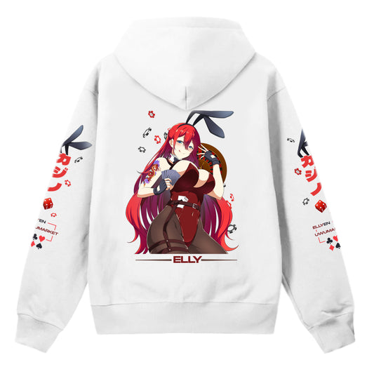 Elly Gambling Bunny Hoodie(White)