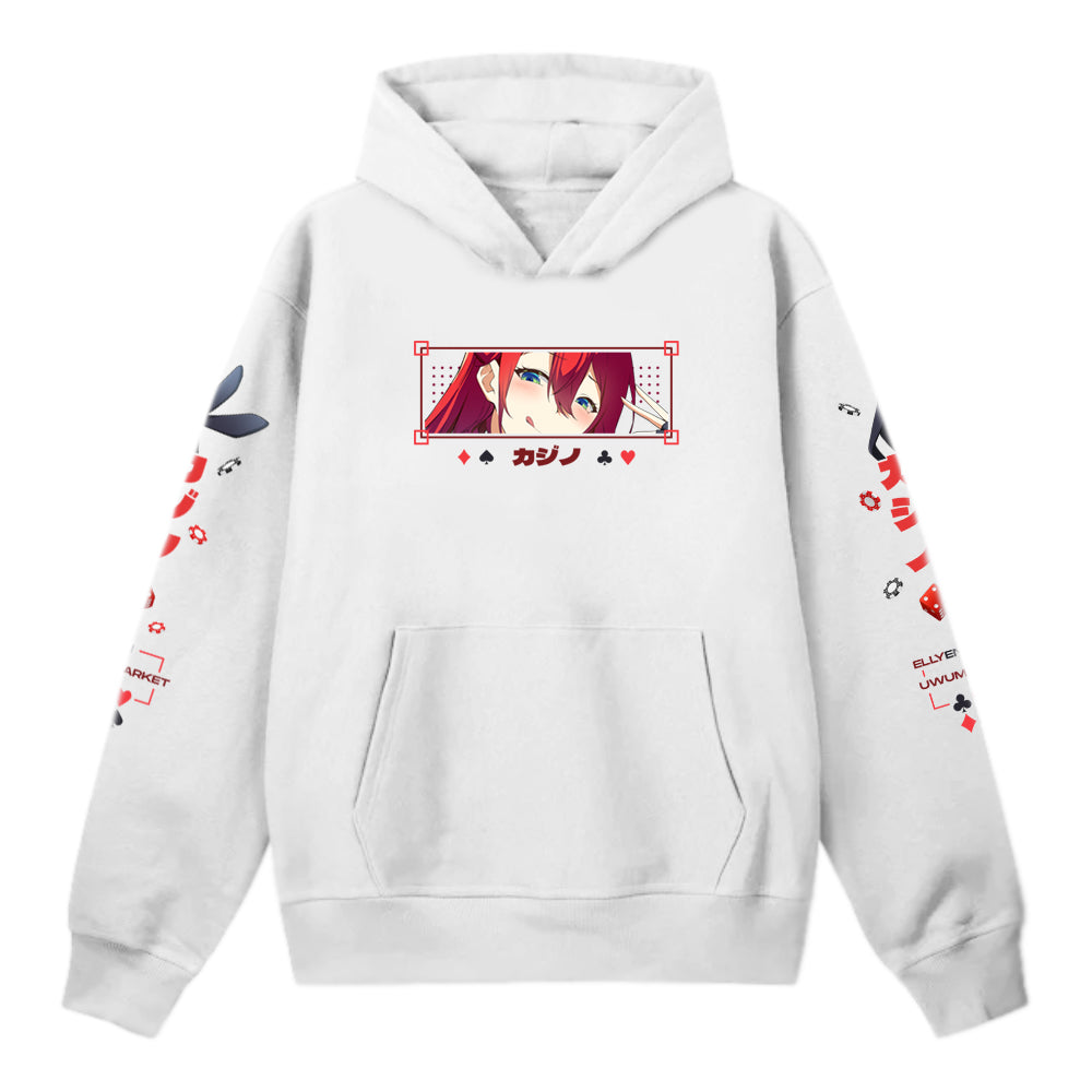 Elly Gambling Bunny Hoodie(White)