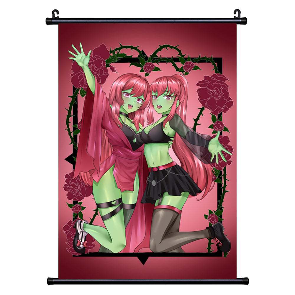 Pinkzombie8u "Thorns and Roses" Wall Scroll