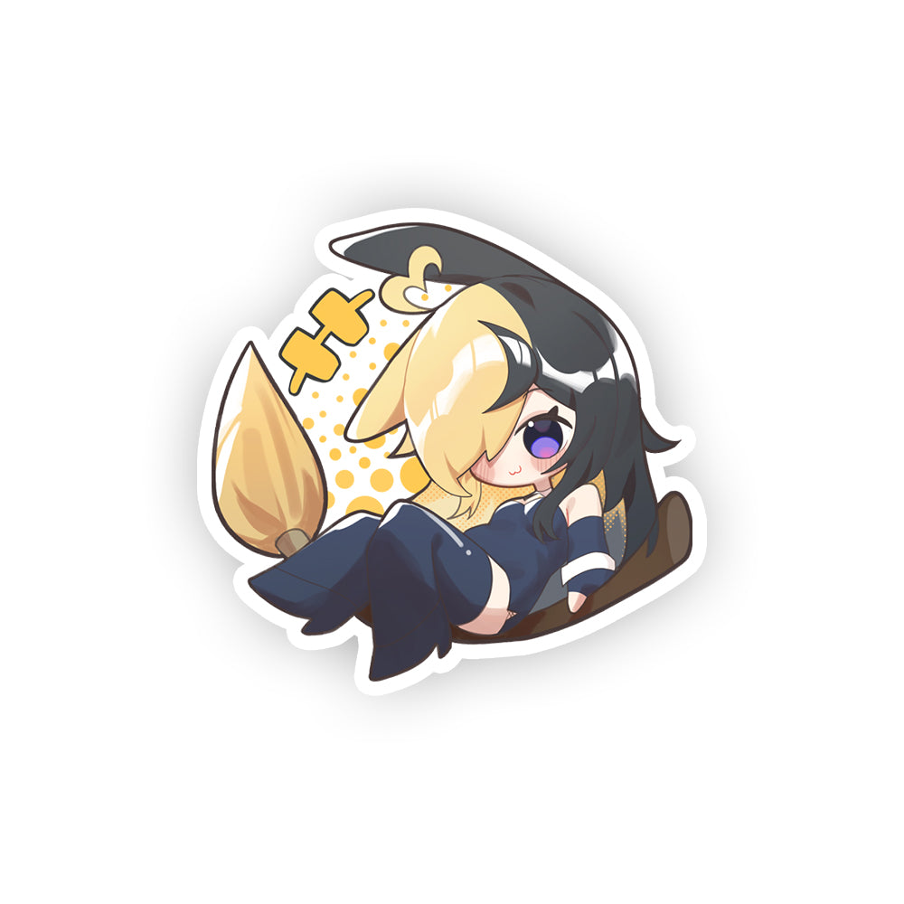 Spellydoesart Chibi Bunny Broom Sticker