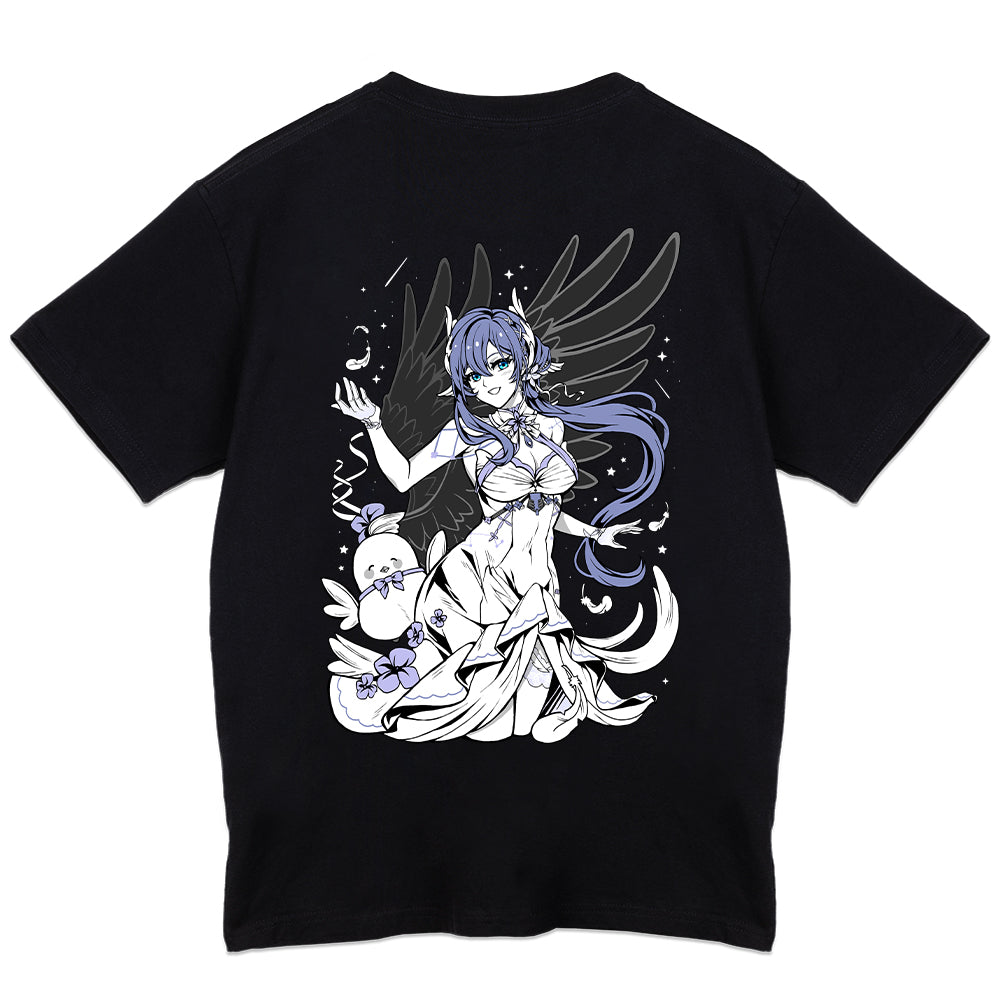 Esteria Hoshiko Feather Fall T-Shirt - Black