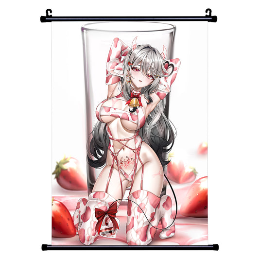 Cupie Strawberry Cow Wall Scroll