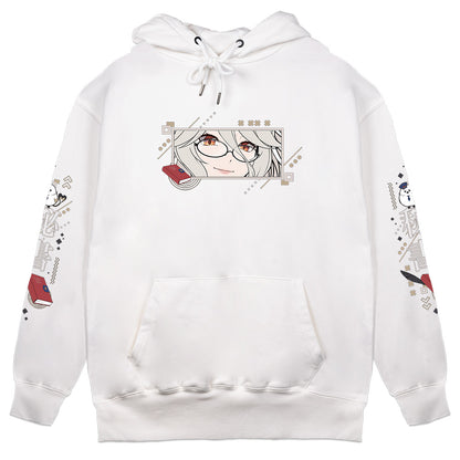 KiraHishotori Bird Secretary White Hoodie