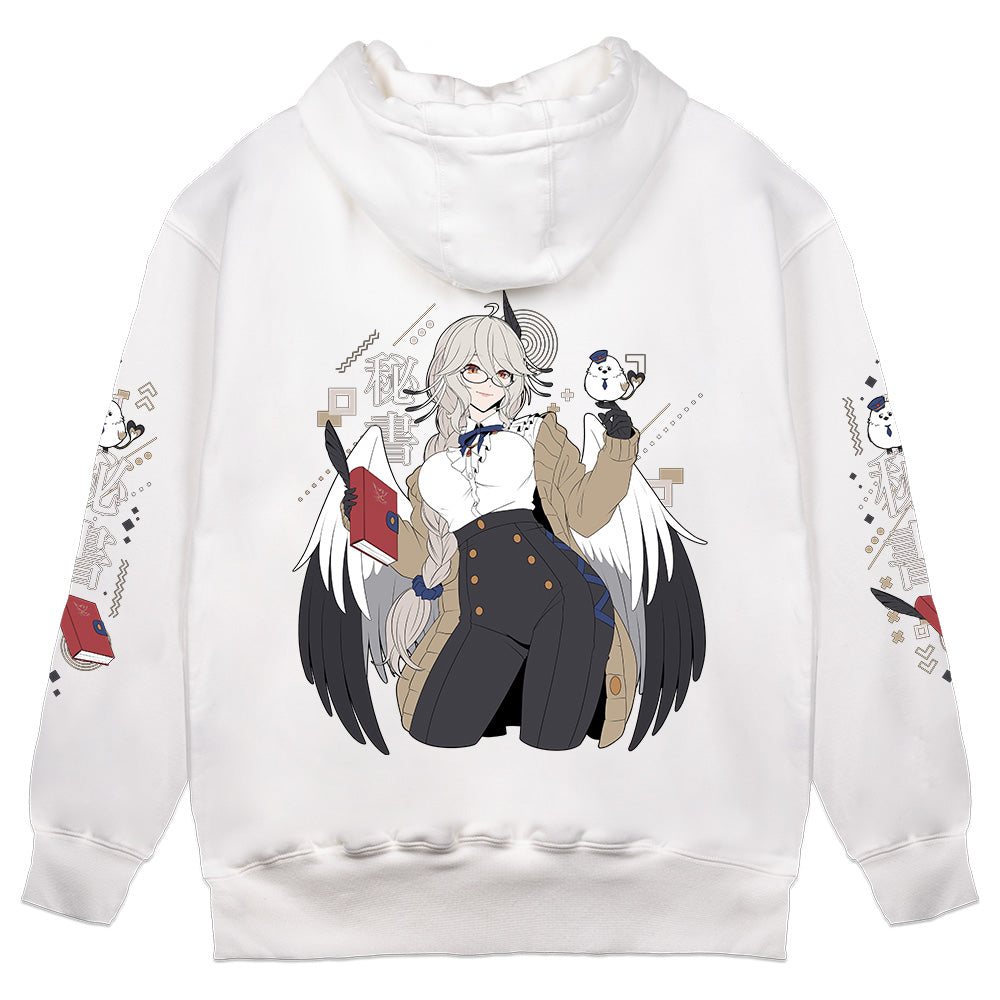 KiraHishotori Bird Secretary White Hoodie