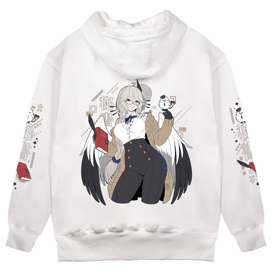 KiraHishotori Bird Secretary White Hoodie