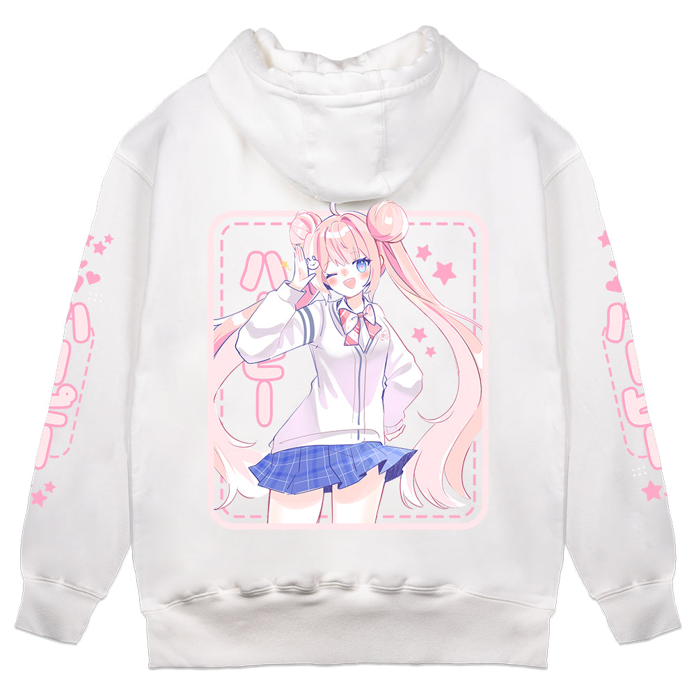Bun_Mii Schoolgirl White Hoodie