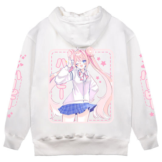 Bun_Mii Schoolgirl White Hoodie