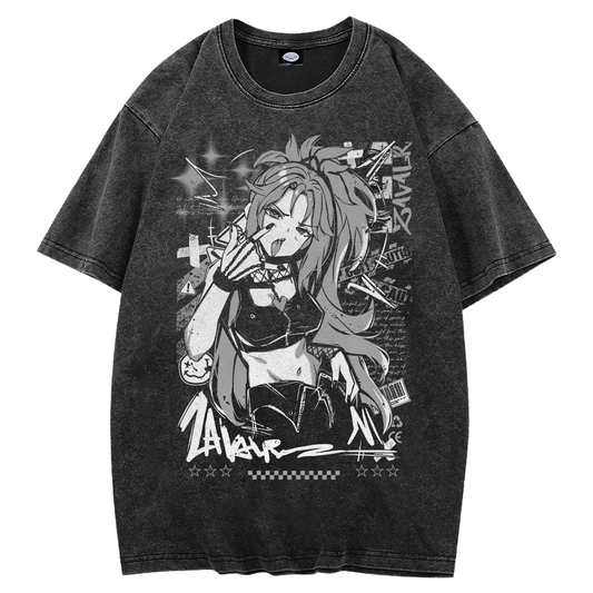 Zavalr Grunge Acid Wash T-Shirt