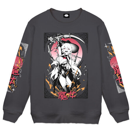 Mizuz Fire Witch Smile Charcoal Crewneck