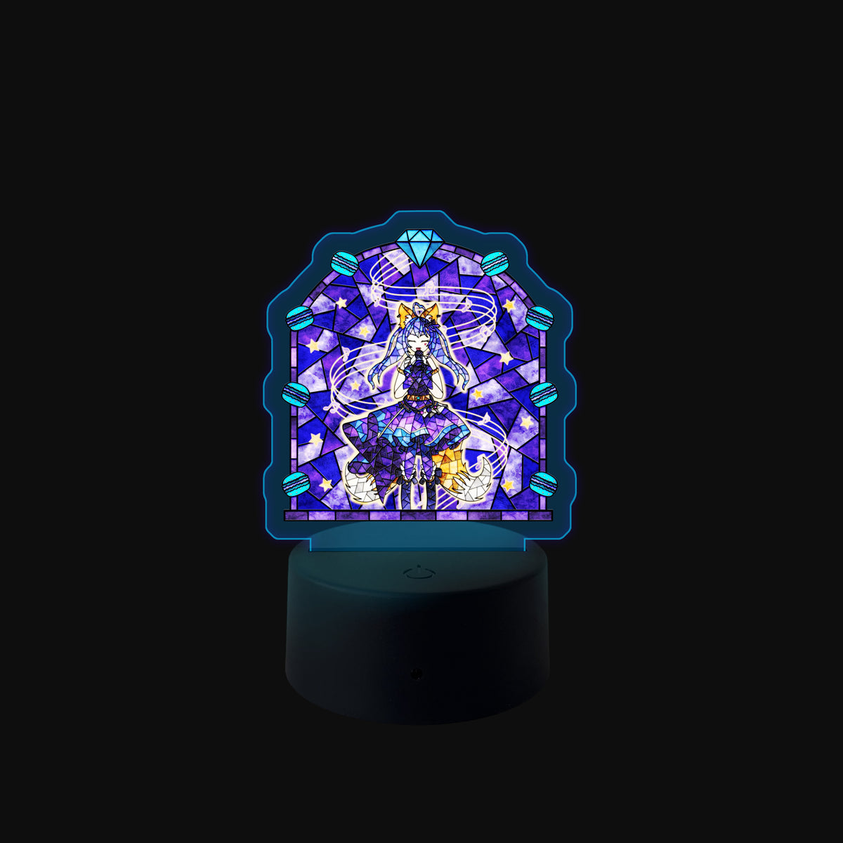 Cosmic Kitsune Stained Glass LED Desk Lamp