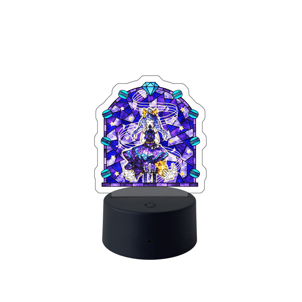 Cosmic Kitsune Stained Glass LED Desk Lamp