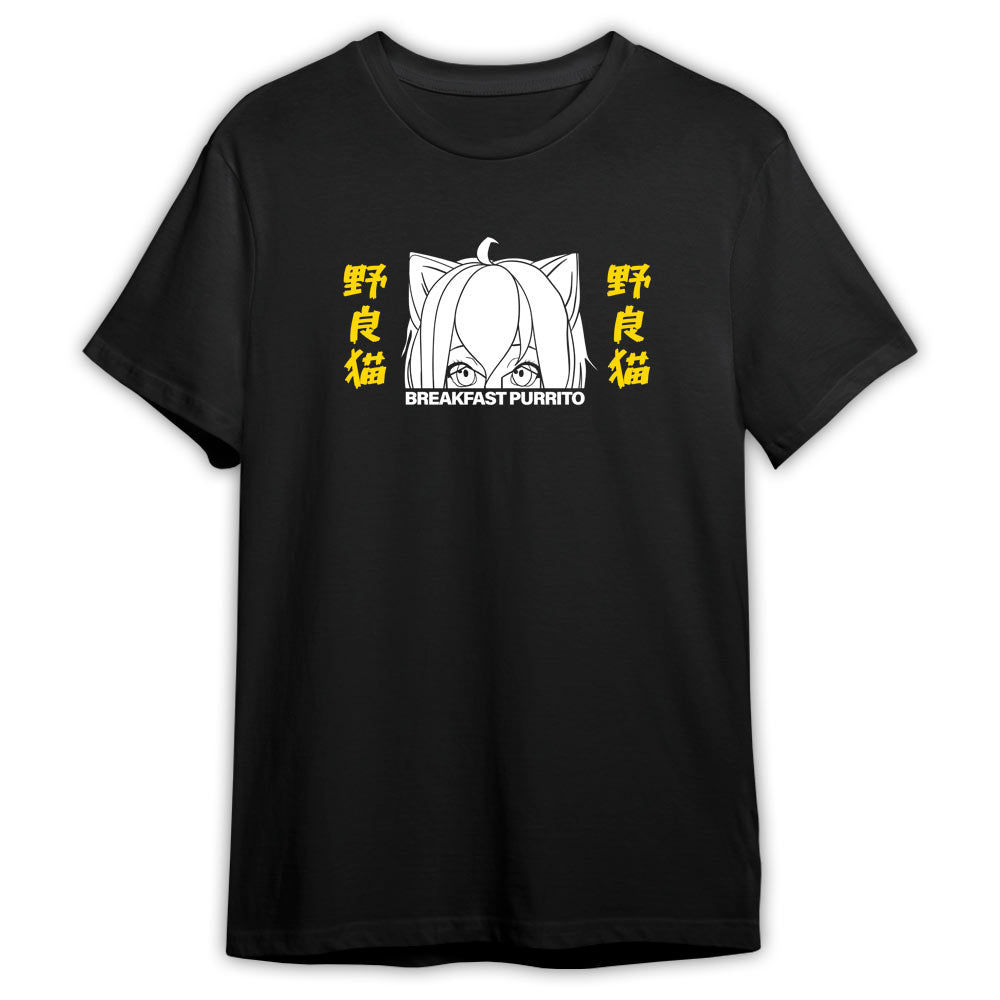 Stray Cat Anime Streetwear T-Shirt (Breakfast Purrito)