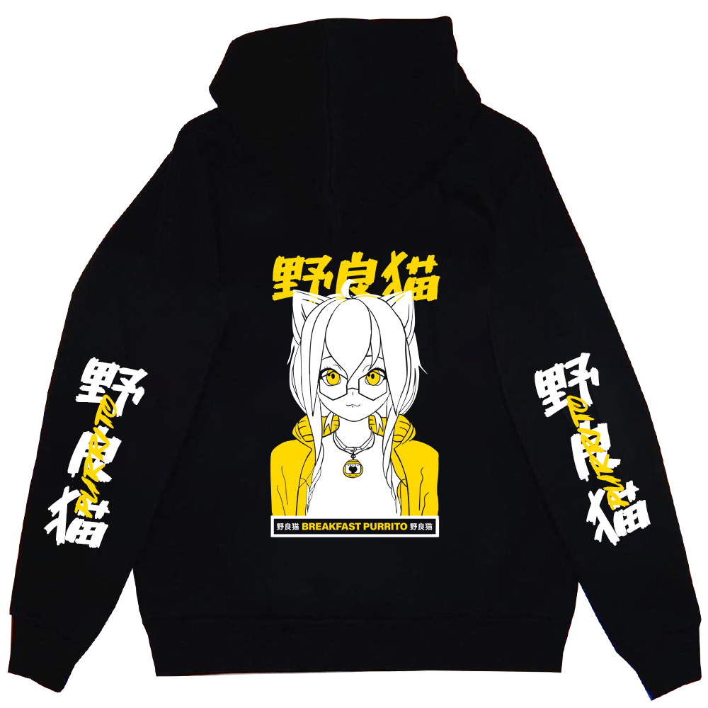 Stray Cat Anime Streetwear Hoodie (Breakfast Purrito)
