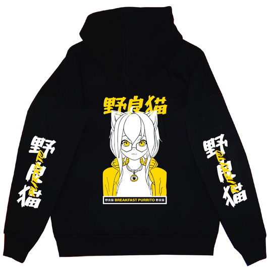 Stray Cat Anime Streetwear Hoodie (Breakfast Purrito)